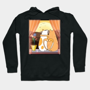 Cat Couple Watching Sunset Hoodie